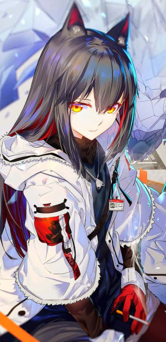 Cute Anime Wolf Girl From Arknights Background