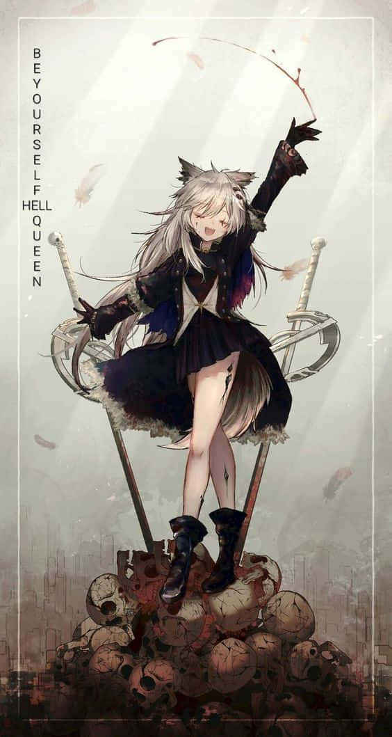 Cute Anime Wolf Girl With Beautiful Golden Eyes Background