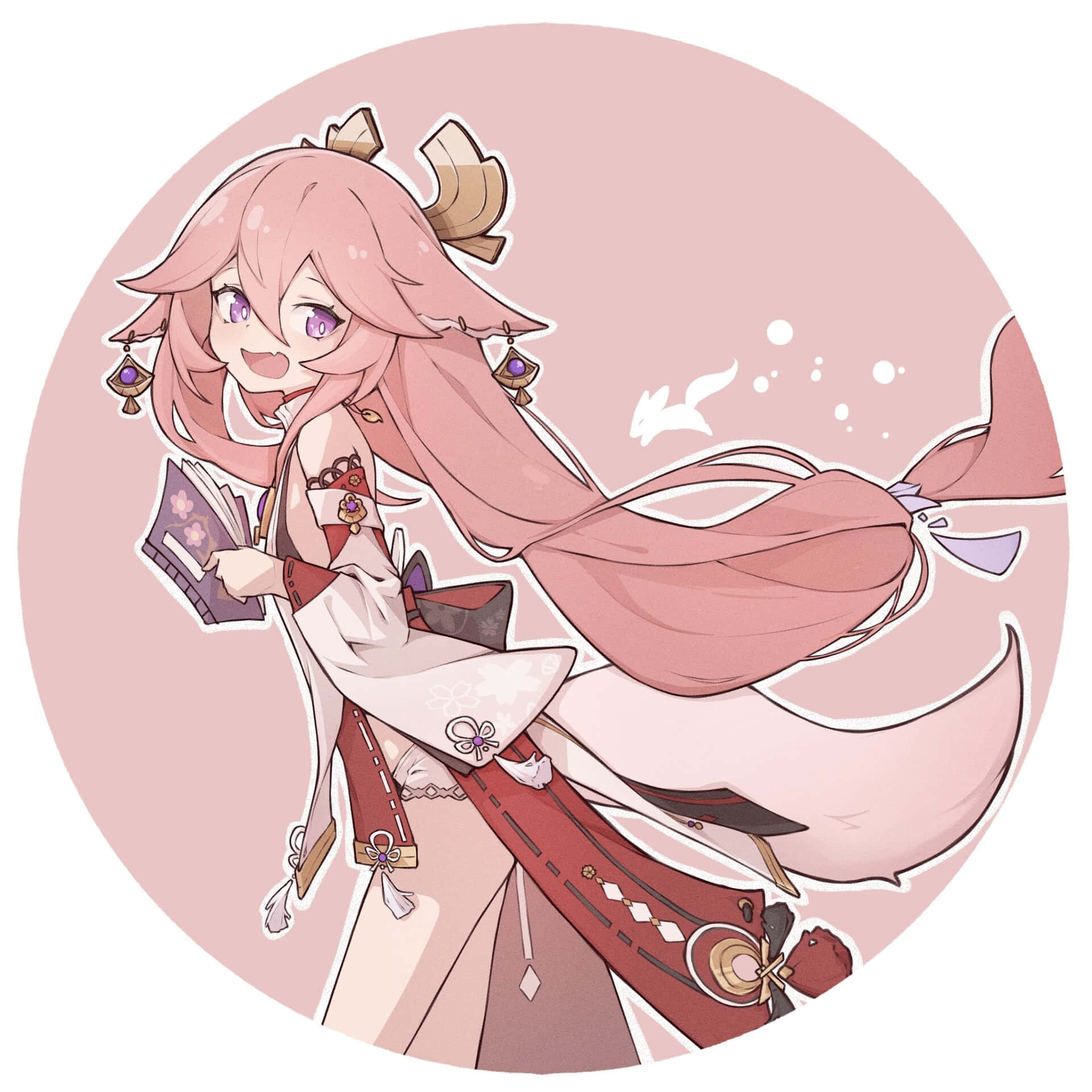 Cute Anime Yae Miko Pfp Background