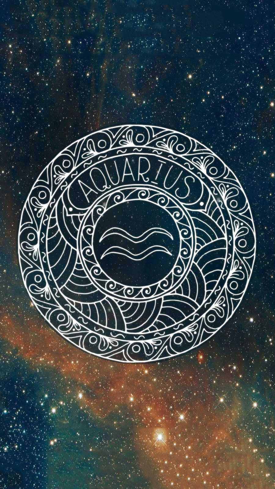 Cute Aquarius Mandala Art Background