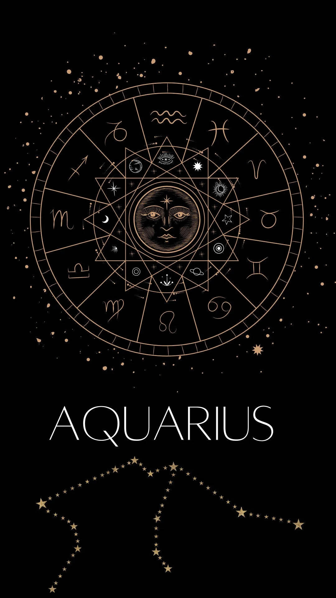 Cute Aquarius Signs And Constellation Background