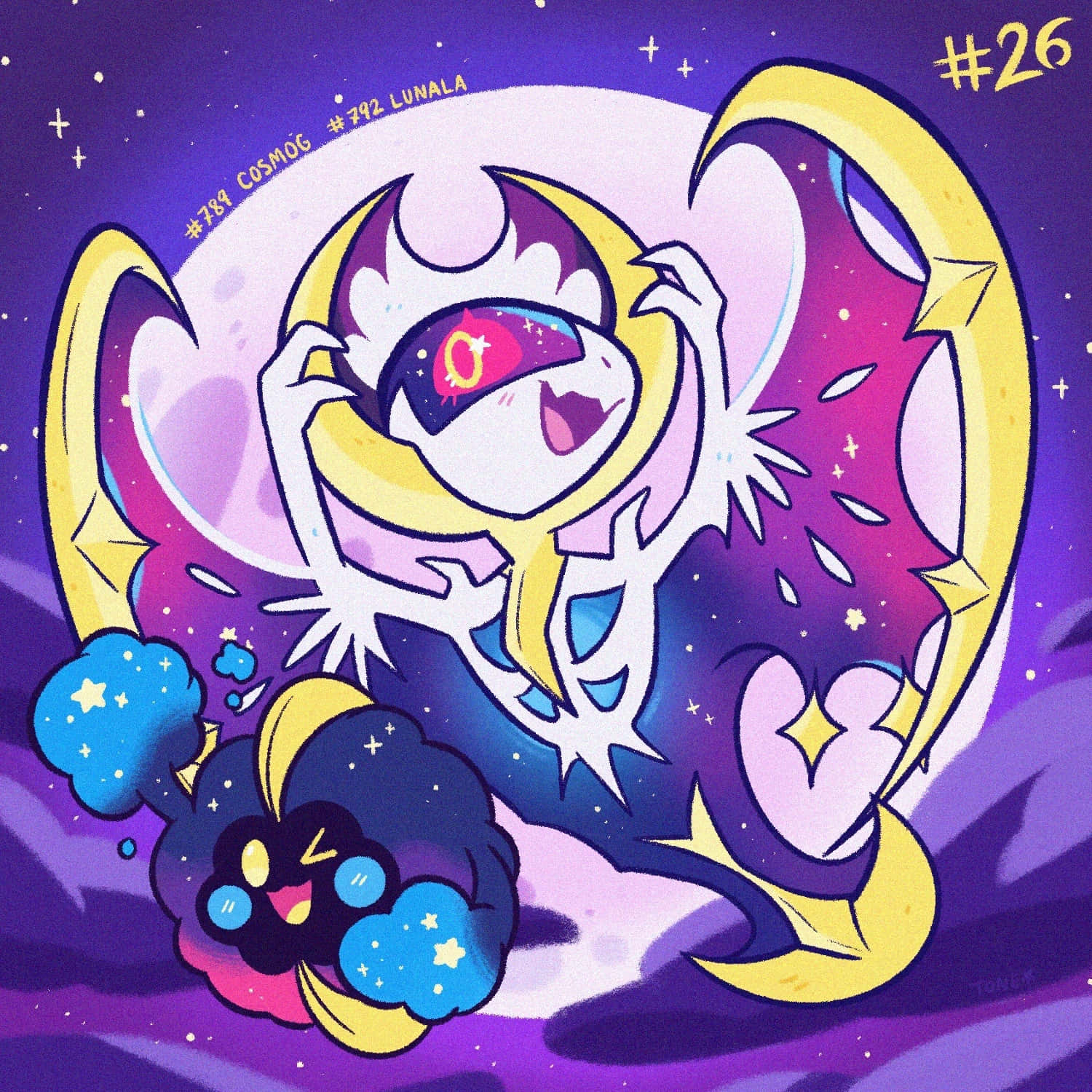 Cute Art Lunala And Cosmog Background
