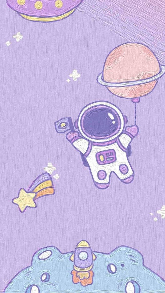 Cute Astronaut Girly Galaxy Background