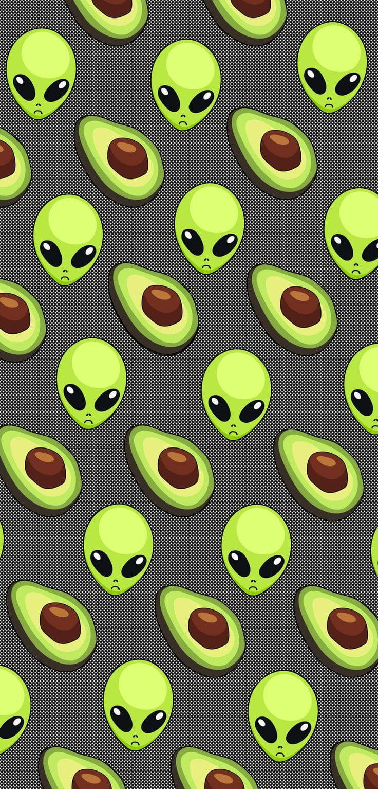 Cute Avocado Alien Heads Background