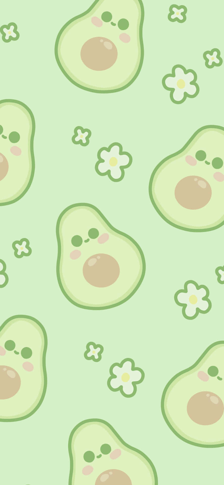 Cute Avocado Pattern Green Background Background