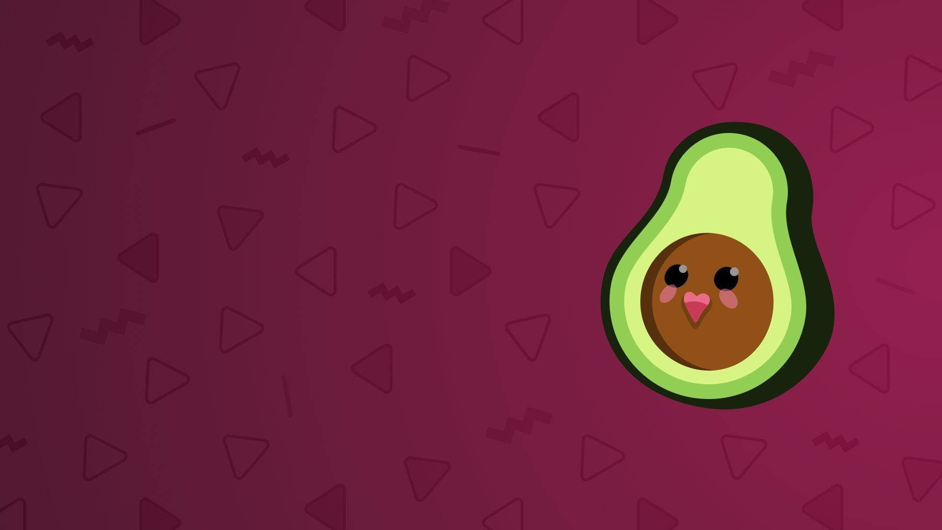 Cute Avocado Smiling Seed Maroon Background Background