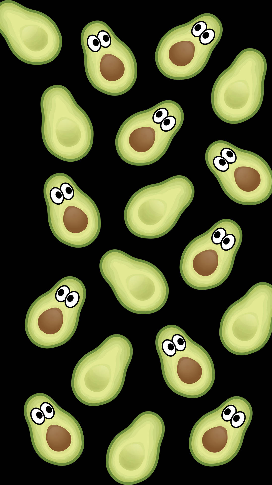 Cute Avocado With Seed And Eyes Background