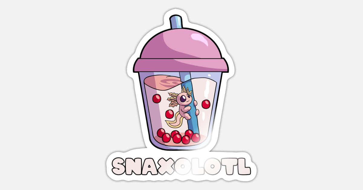 Cute Axolotl Bubble Milk Tea Graphic Illustration Background
