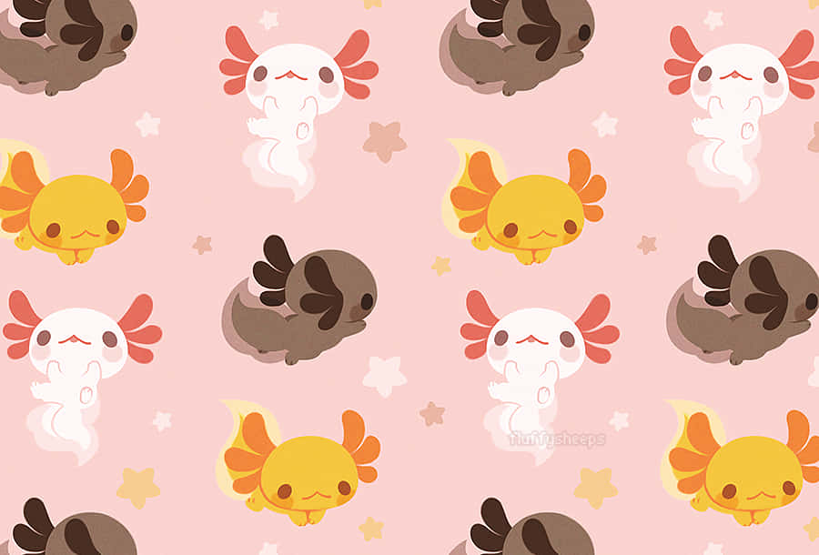 Cute Axolotl Designs Doodle Art Background