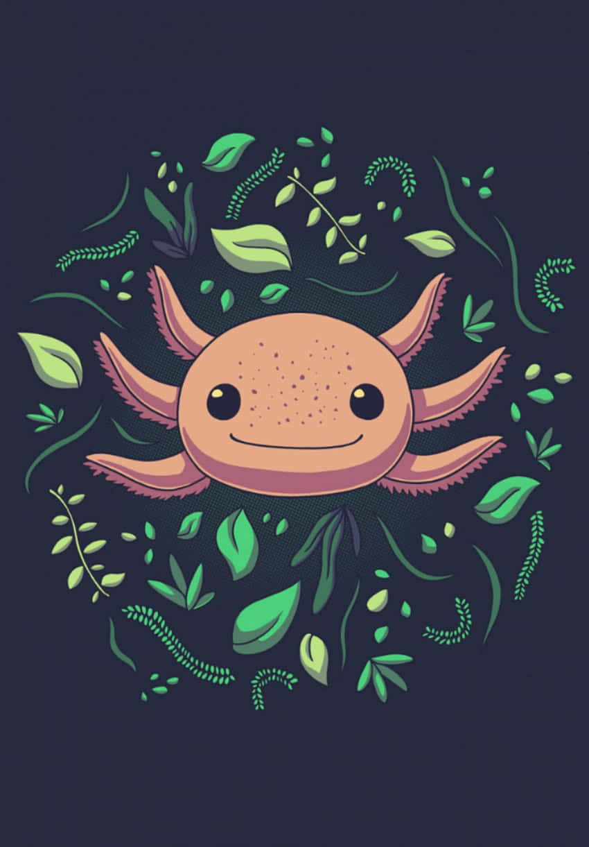 Cute Axolotl Head Digital Art Background
