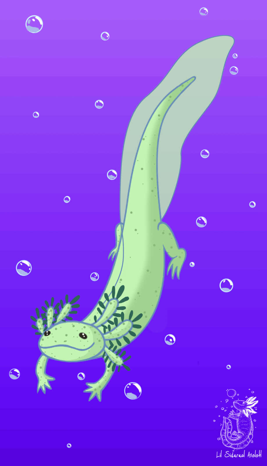 Cute Axolotl Swimming Underwater Digital Art Background