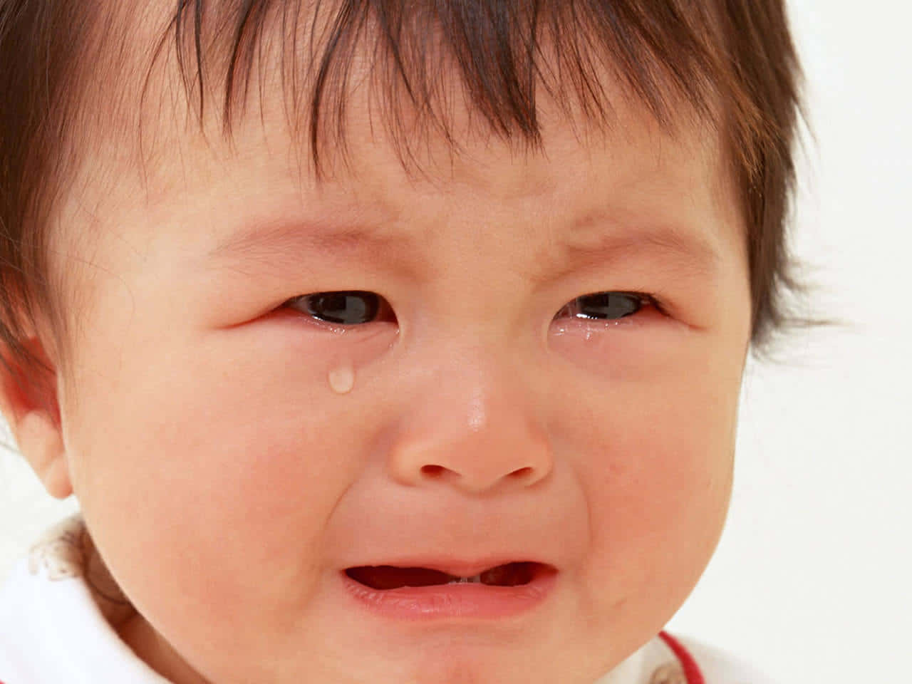 Cute Baby Crying With Tears Background