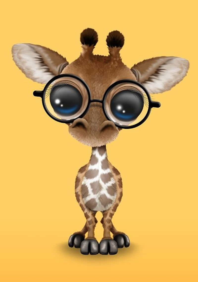 Cute Baby Giraffe With Large Eyes Background