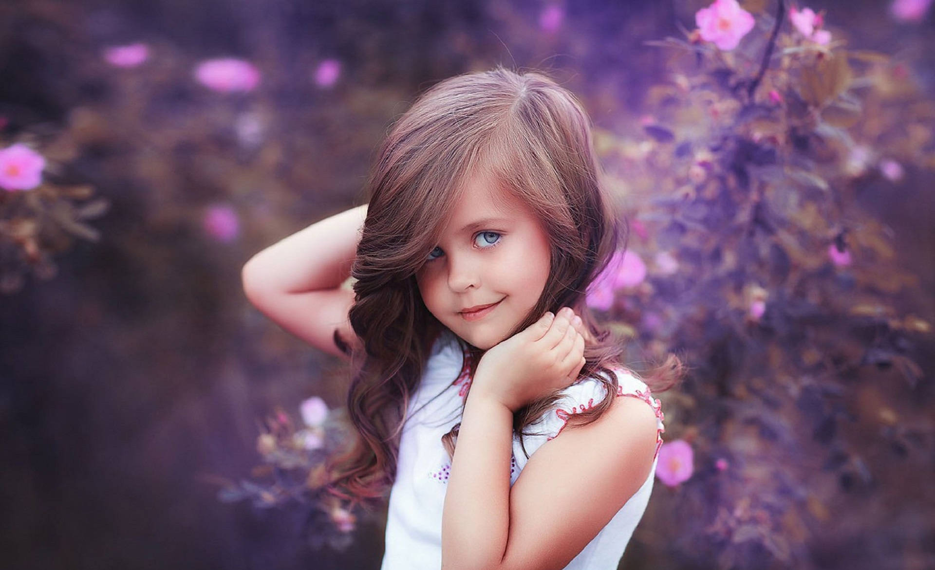 Cute Baby Girl Pink Flower Background Background