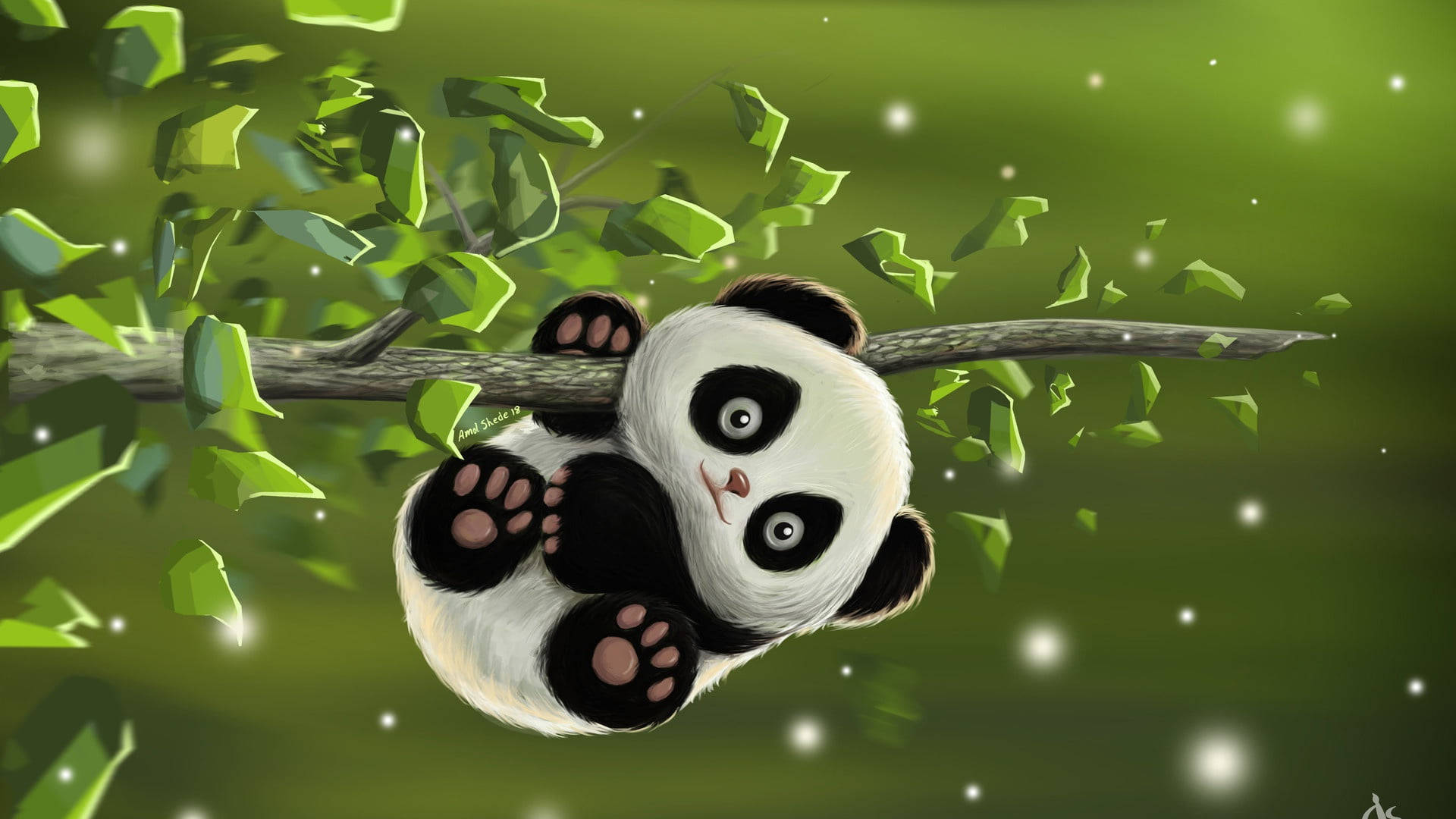 Cute Baby Panda Art Background