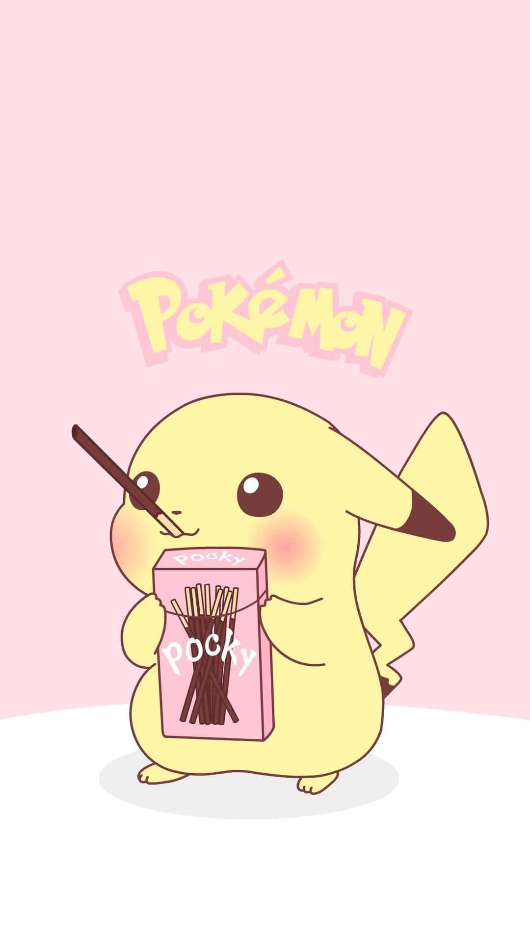 Cute Baby Pikachu Holding Pocky Background