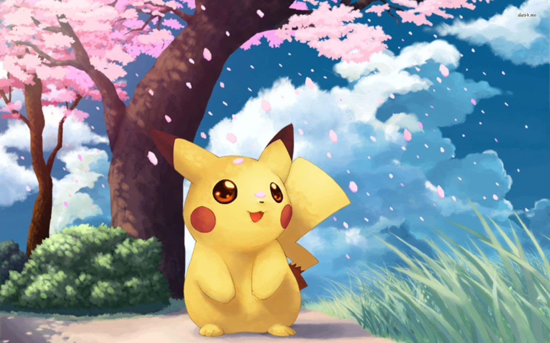 Cute Baby Pikachu In Forest Background