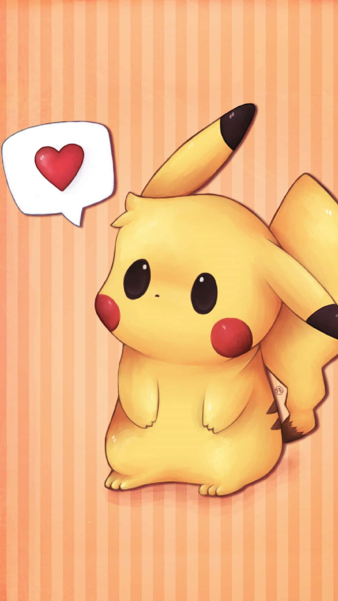 Cute Baby Pikachu Orange Art Background