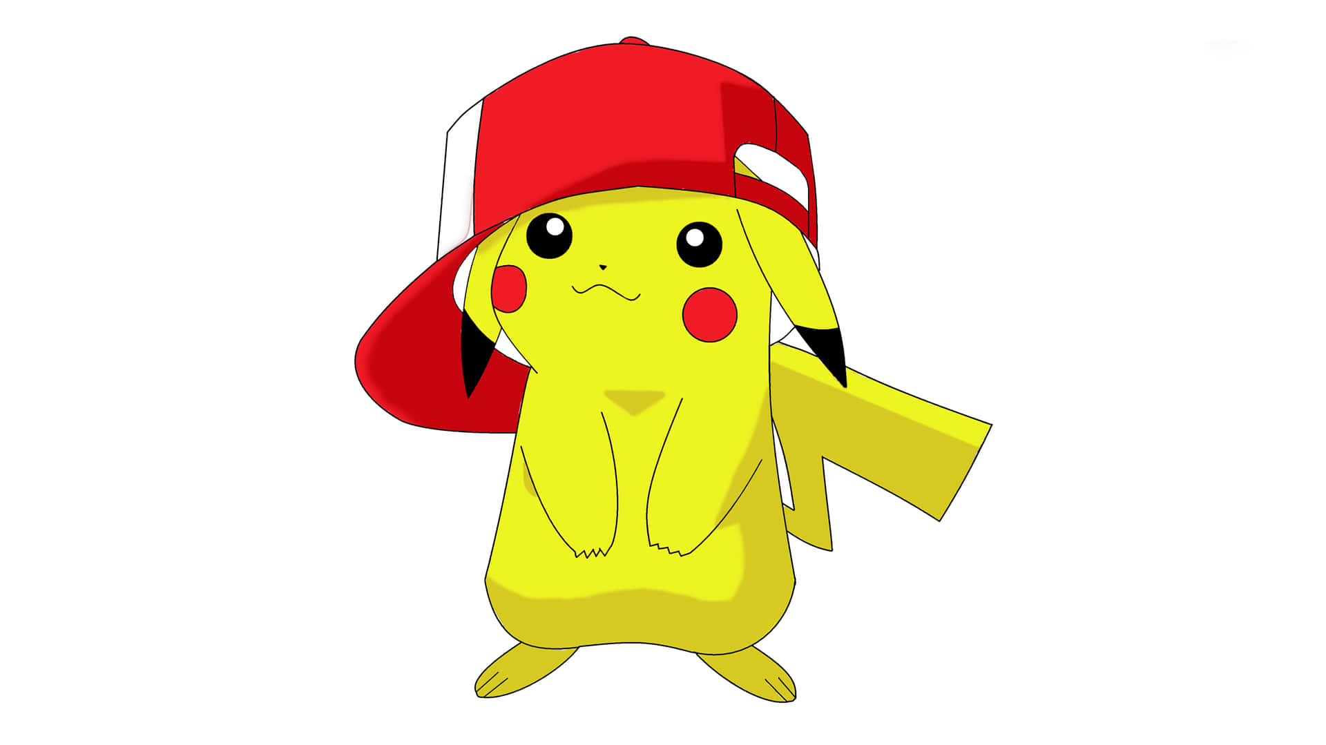 Cute Baby Pikachu Wearing Red Hat Background