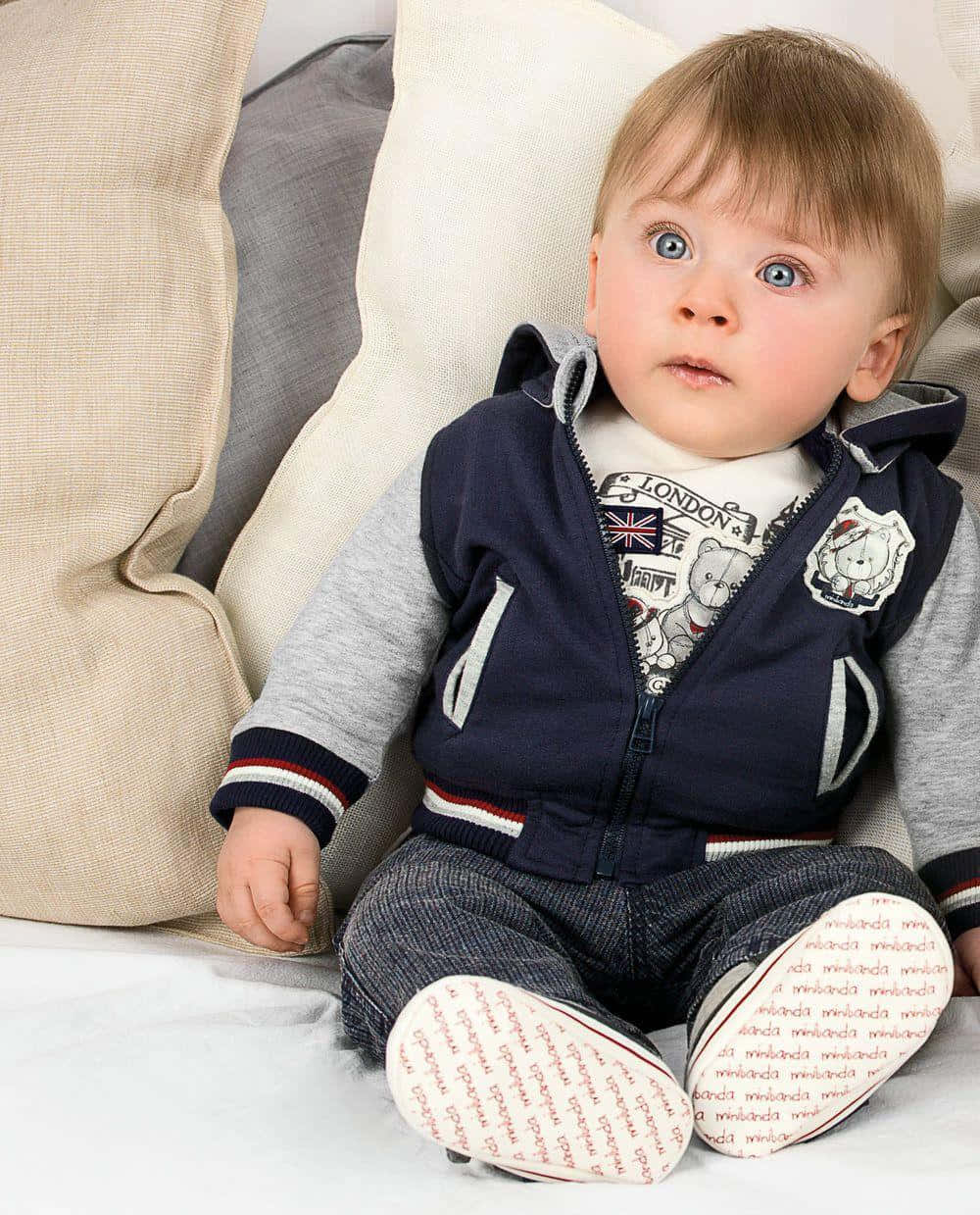 Cute Baby Stylish Boy Sitting