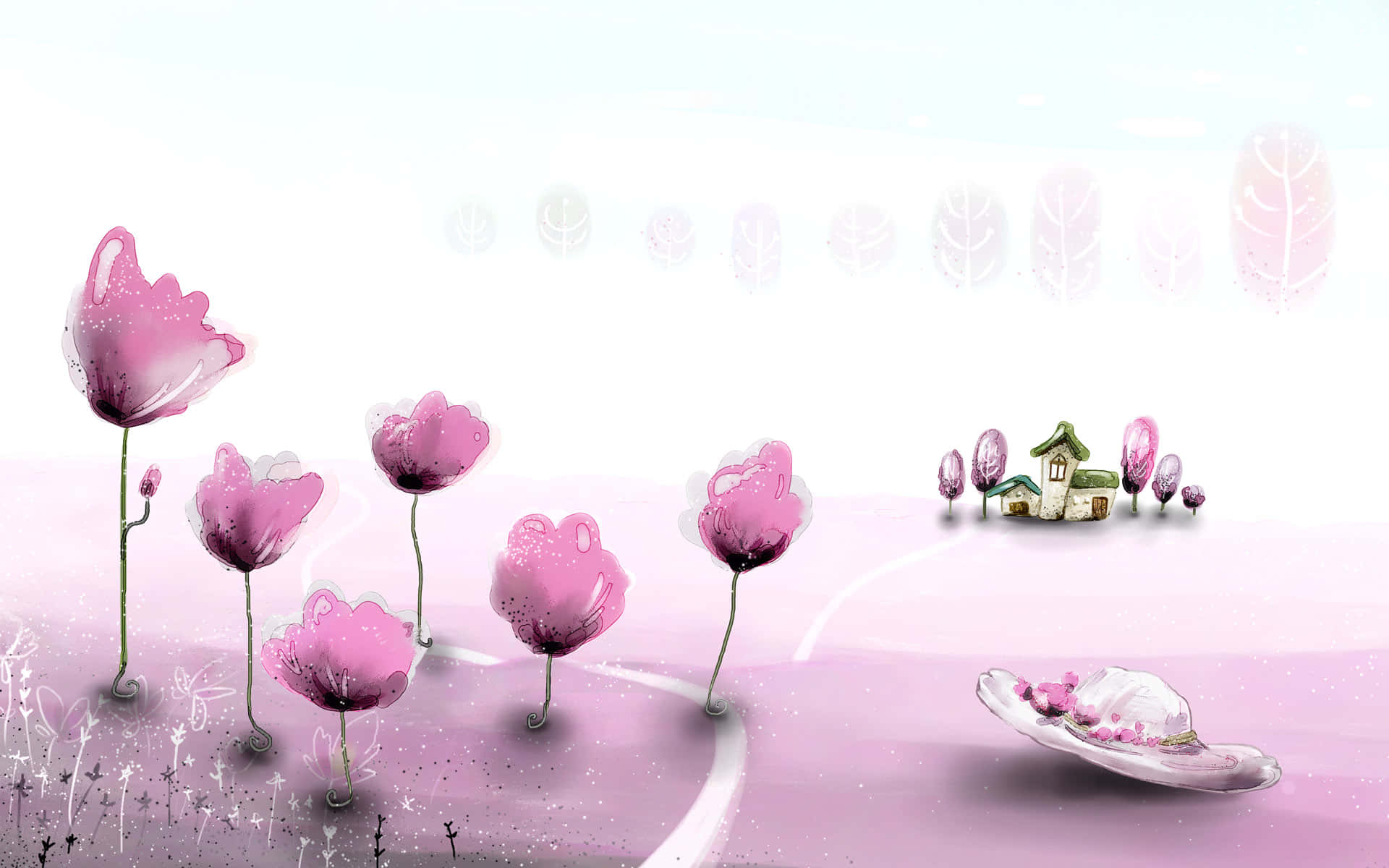 Cute Background Pink Flowers Background