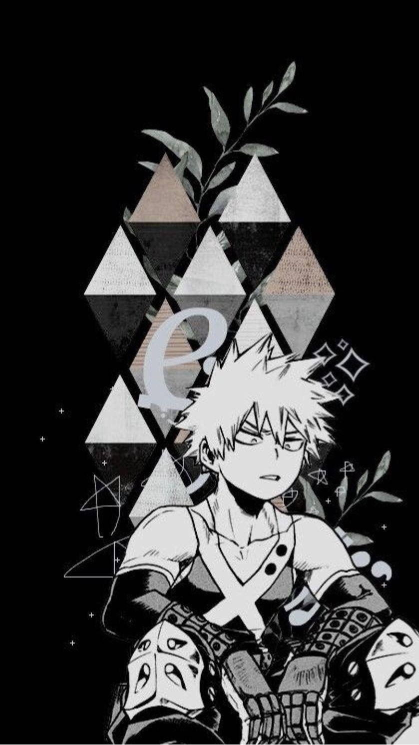 Cute Bakugo Black Background Triangles Background