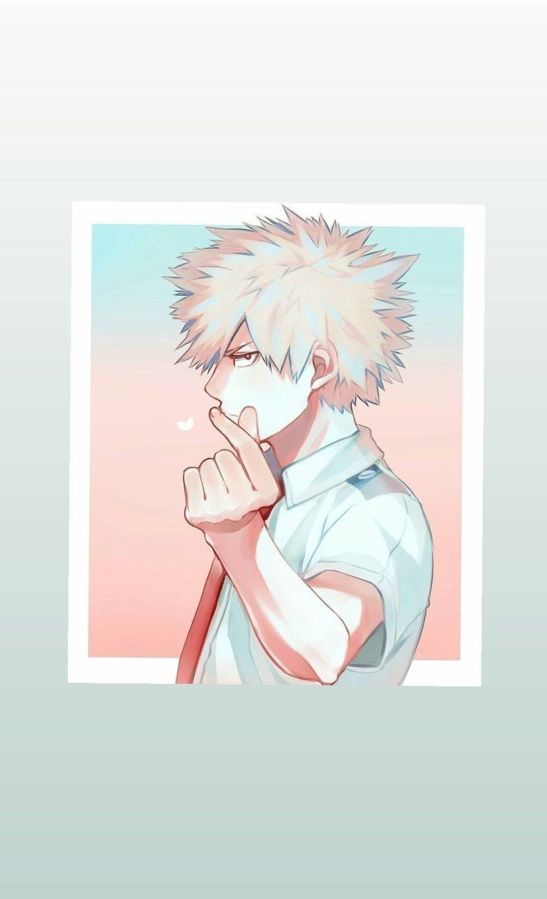 Cute Bakugo Heart Gesture Background