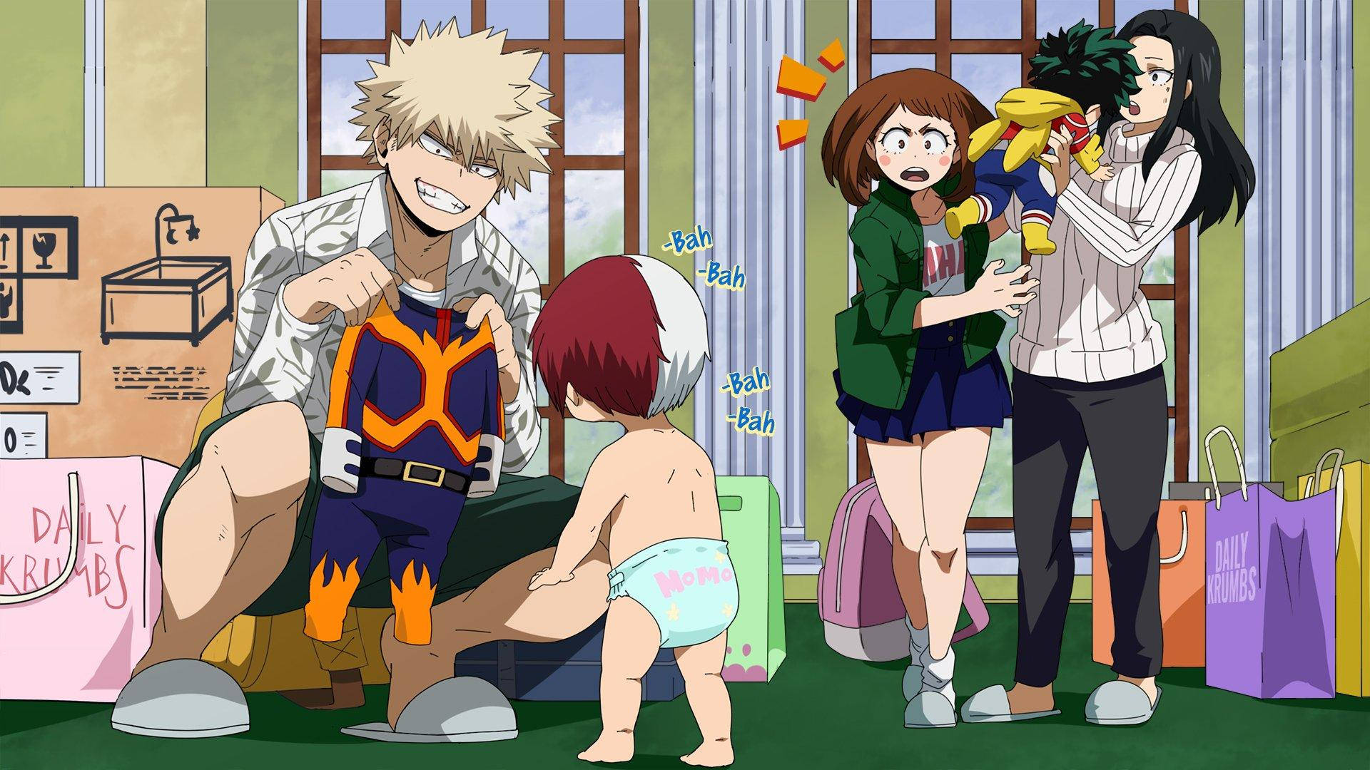 Cute Bakugo Raising Babies Background