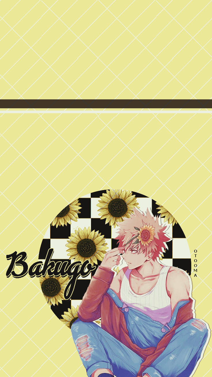 Cute Bakugo Sunflowers Yellow Background Background