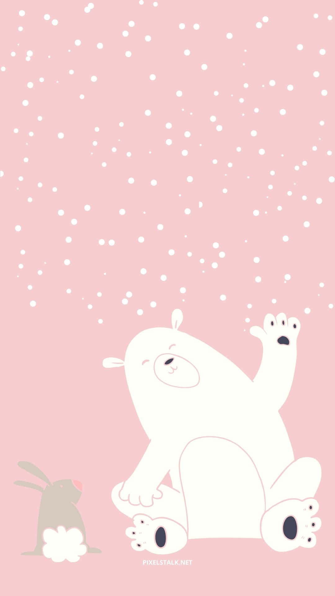 Cute Bear And Rabbit Winter Phone Background