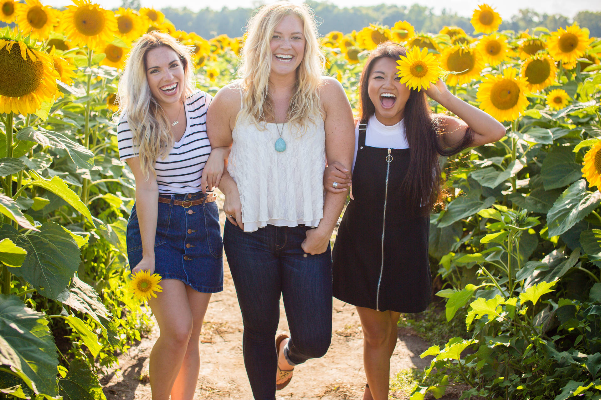 Cute Best Friends With Sunflowers