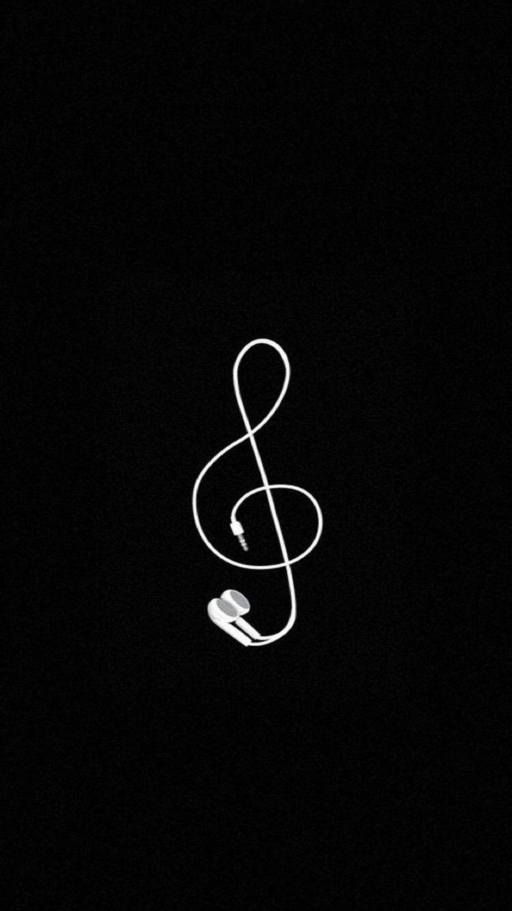 Cute Black And White Aesthetic Earphones Treble Clef Background