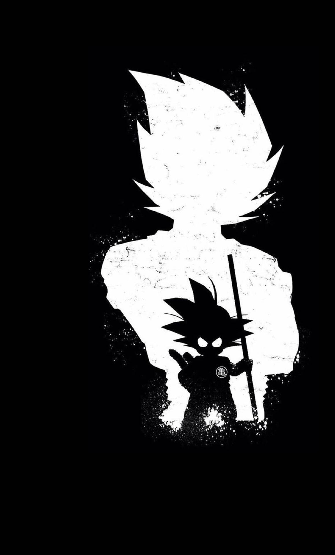 Cute Black And White Aesthetic Goku Silhouette Background