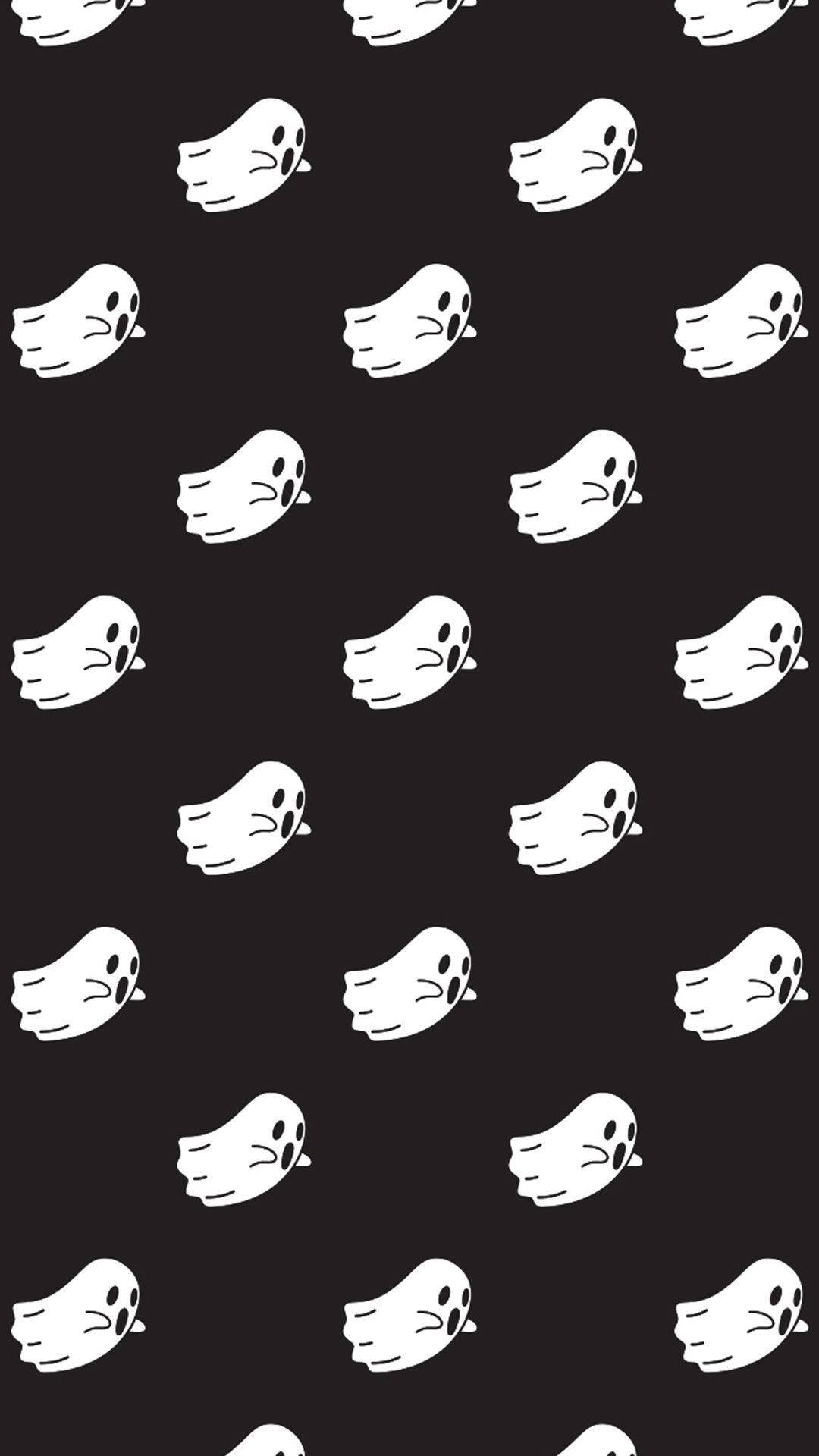 Cute Black And White Aesthetic Halloween Ghost Collage Background