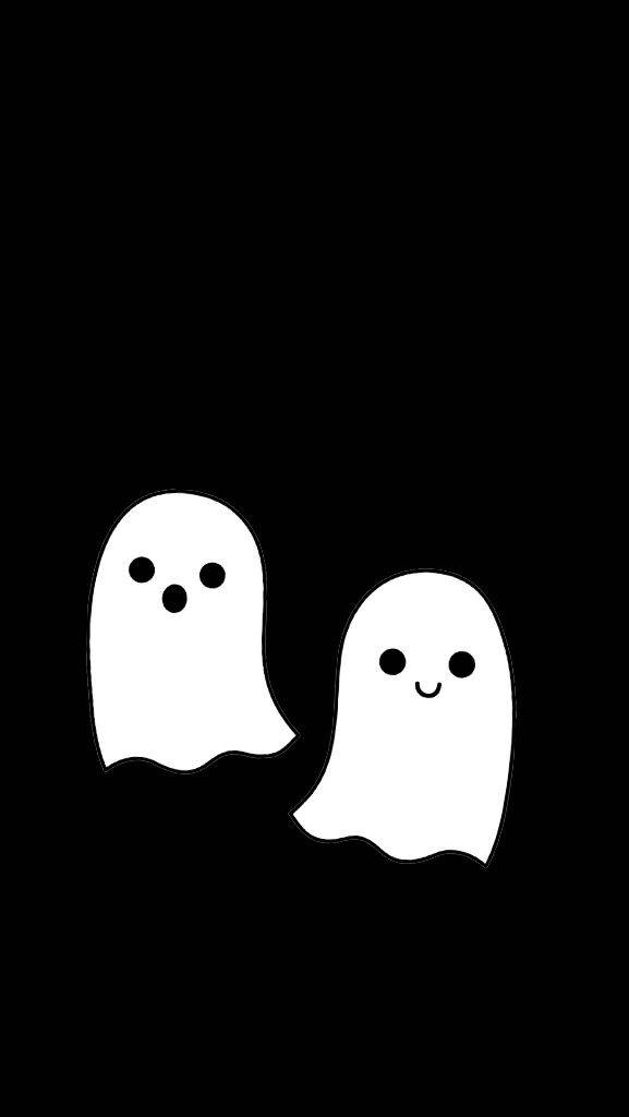 Cute Black And White Aesthetic Halloween Ghosts Background