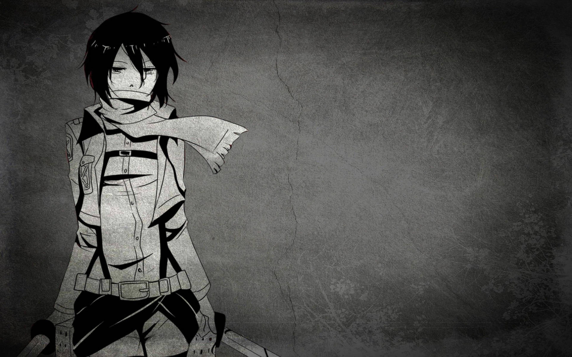 Cute Black And White Aesthetic Mikasa Ackerman Background