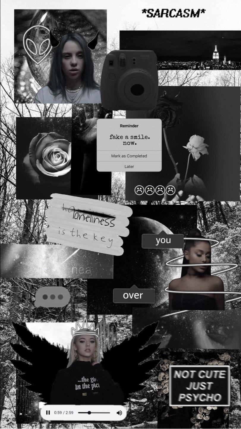 Cute Black And White Aesthetic Pop Star Collage Background