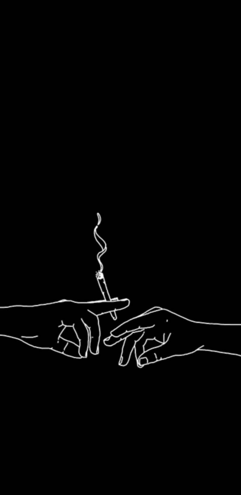 Cute Black And White Aesthetic Sharing Cigarette Background