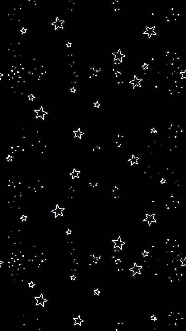 Cute Black And White Aesthetic Star Doodles Background