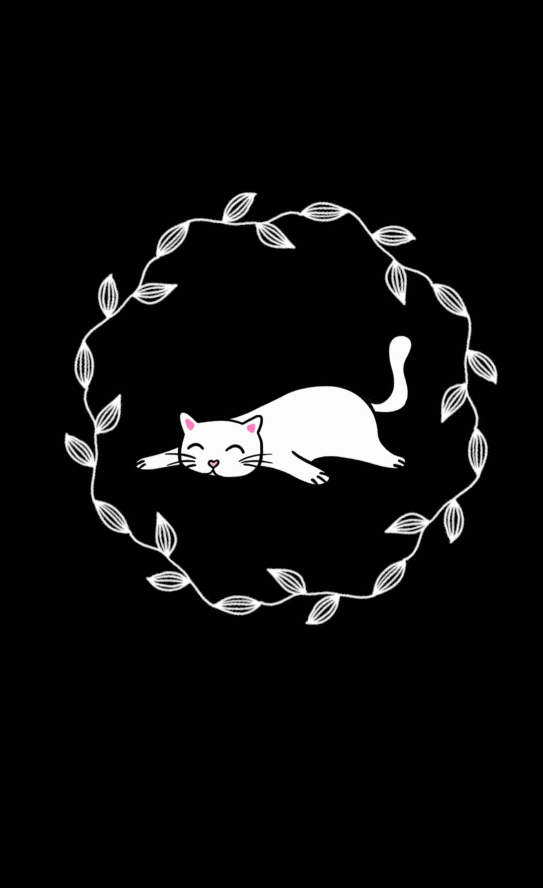 Cute Black And White Cat Wreath Background