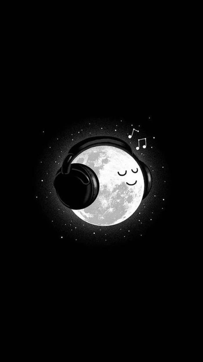 Cute Black And White Moon Background