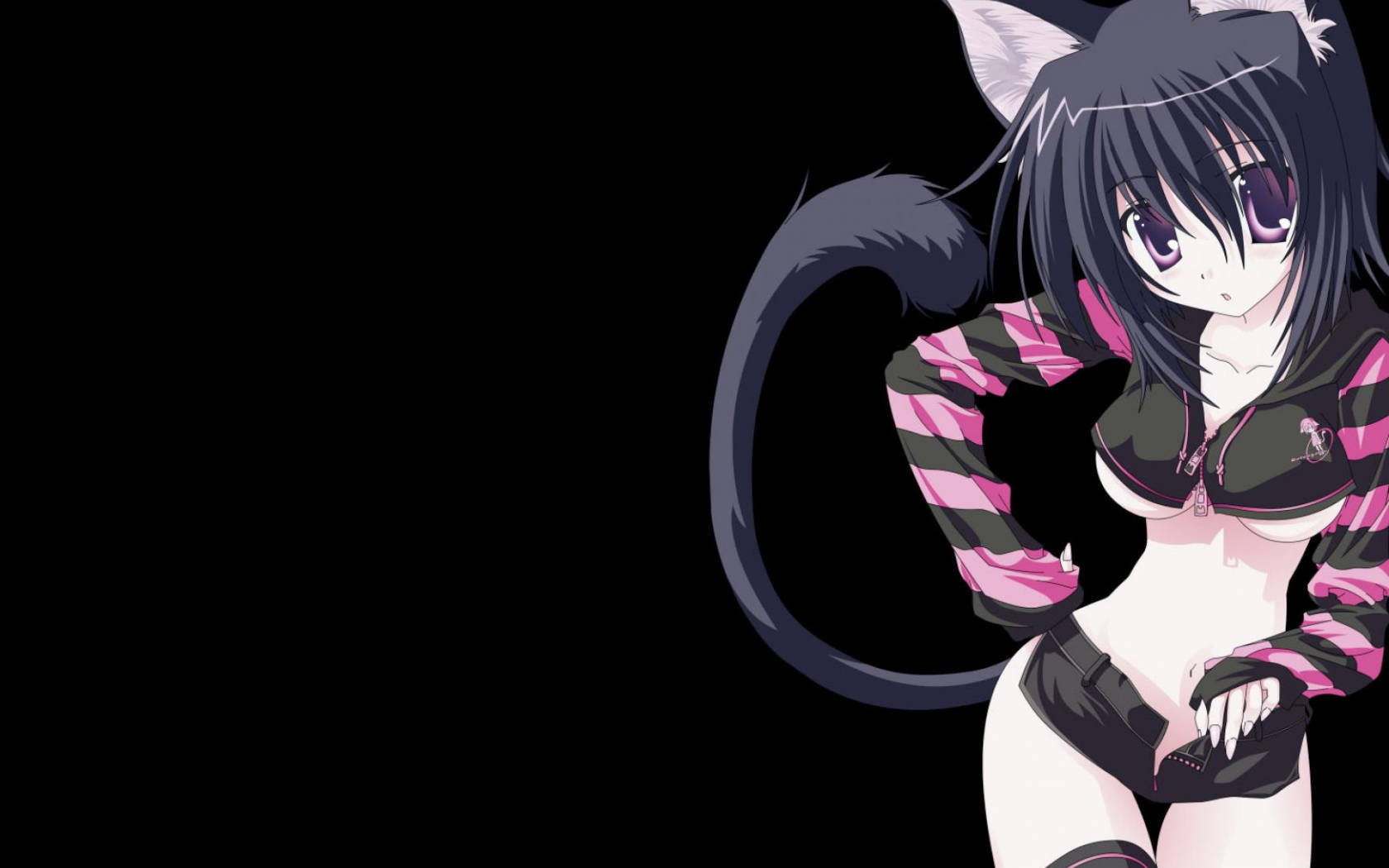 Cute Black Anime Wolf Girl Background