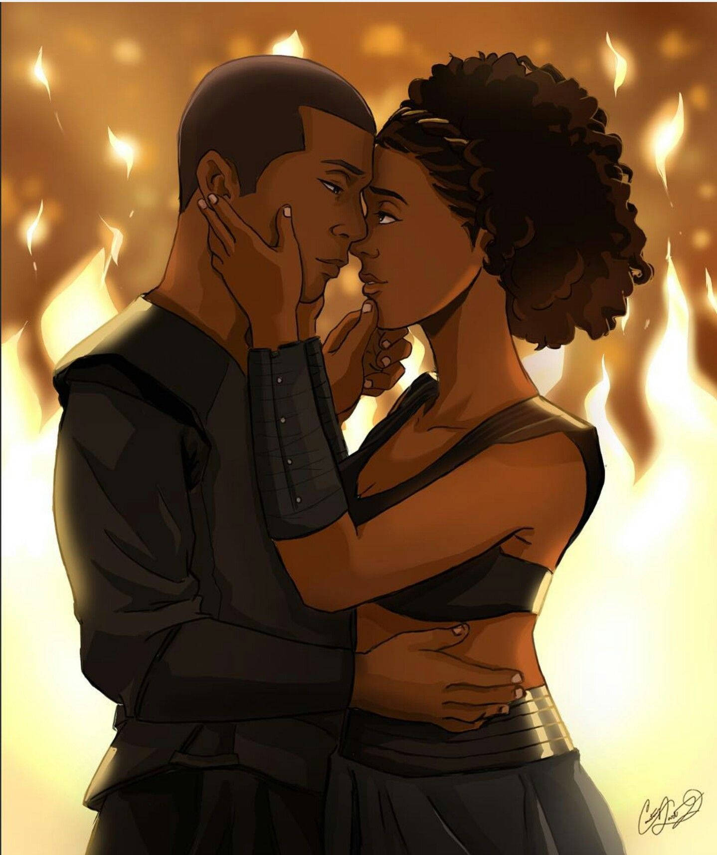 Cute Black Cartoon Couple Background