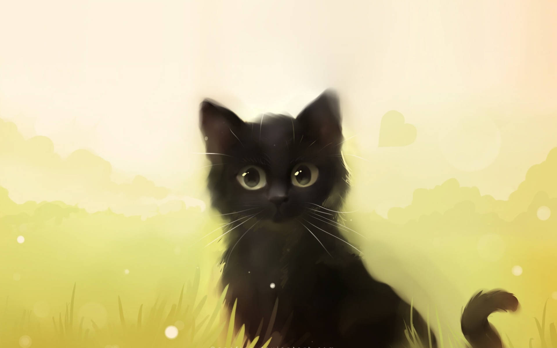 Cute Black Cat Pastel Drawing
