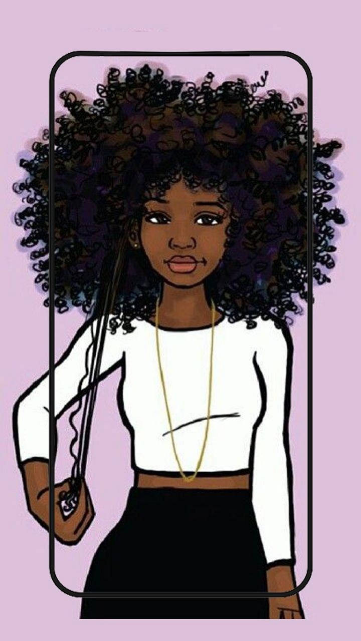 Cute Black Girl Afro Aesthetic Background