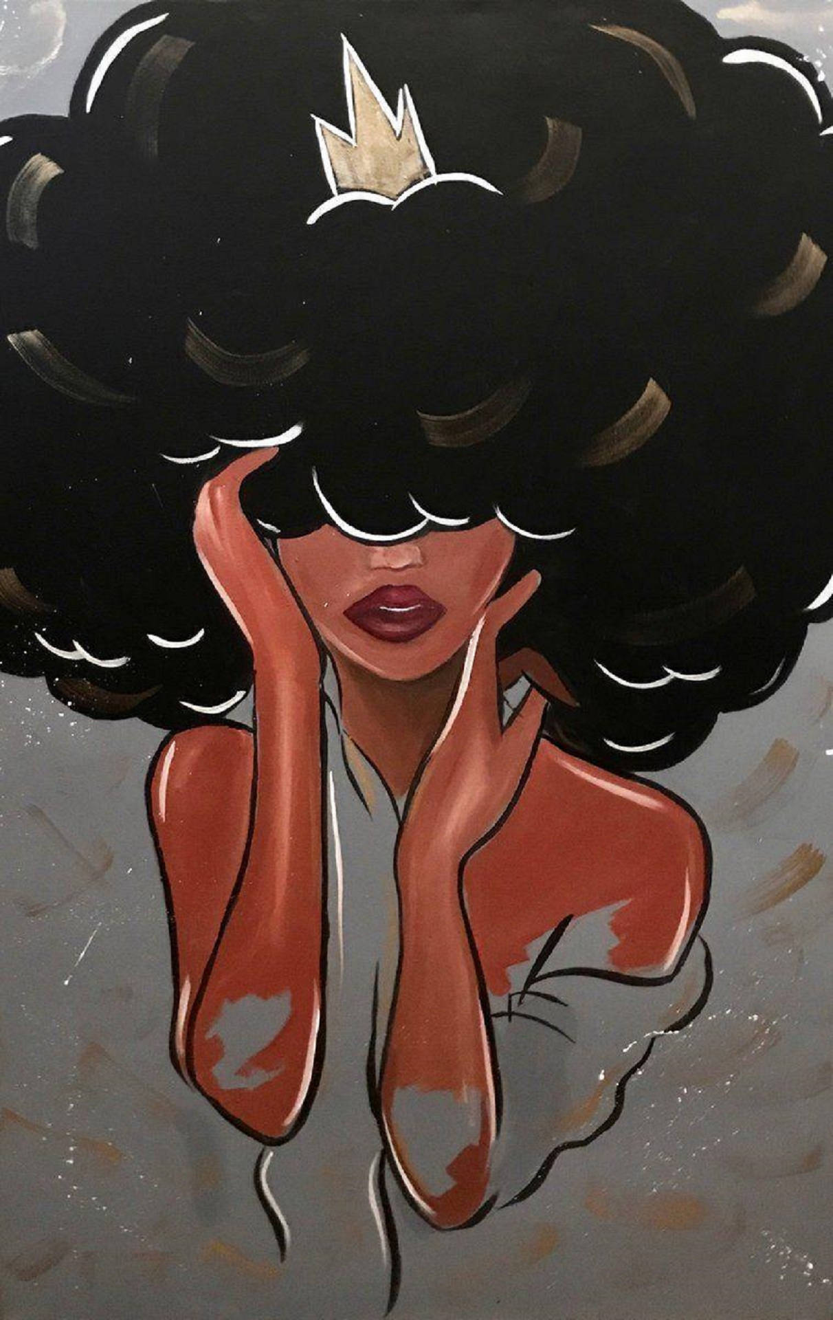 Cute Black Girl Afro Queen Art Background