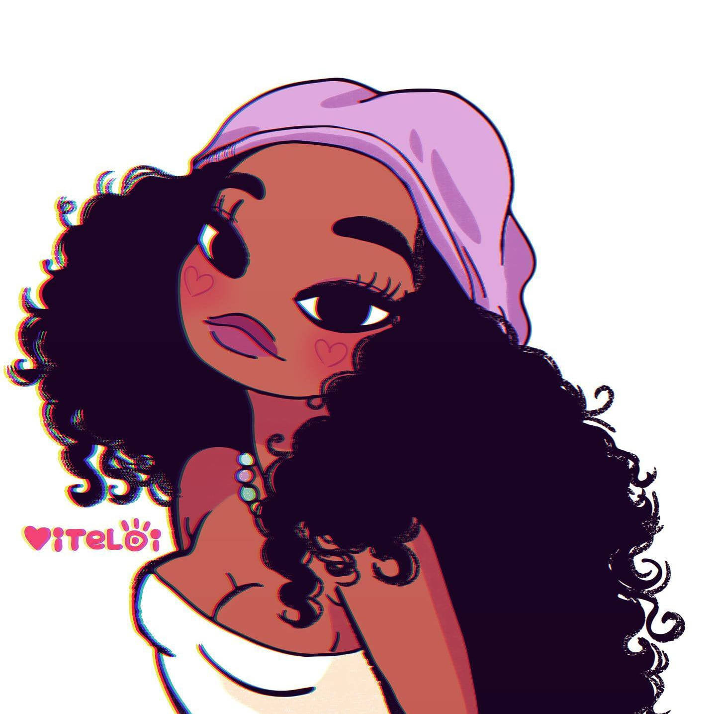 Cute Black Girl Cartoon Background