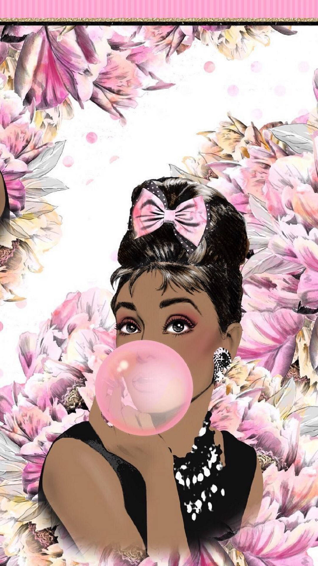 Cute Black Girl Hepburn Aesthetic Art Background