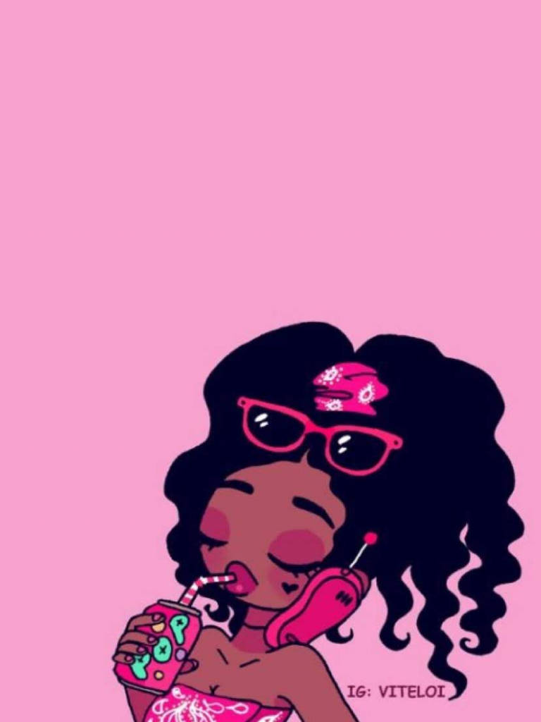 Cute Black Girl Inspired Artwork Background