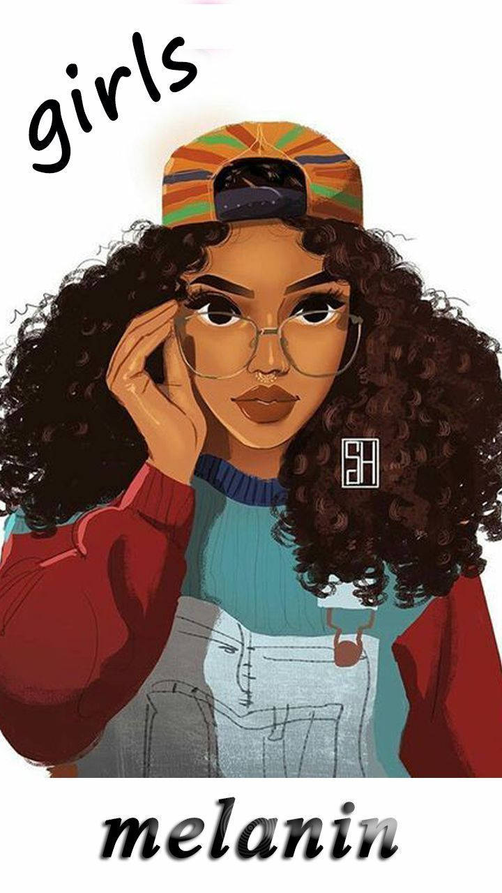 Cute Black Girl Melanin Art Background